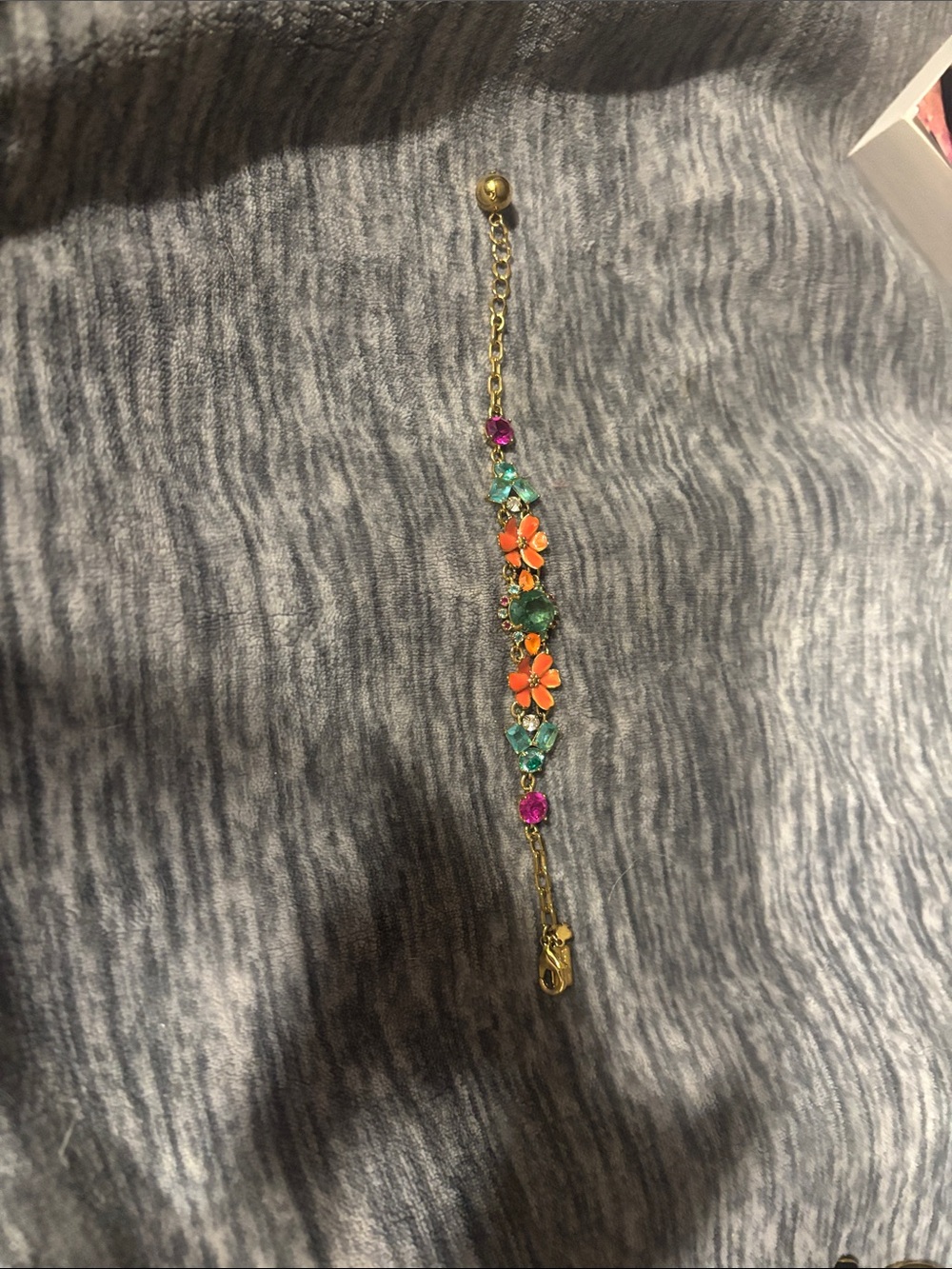 kate spade Gold-Tone Bracelet with Orange Flowers and Green & Pink Stones